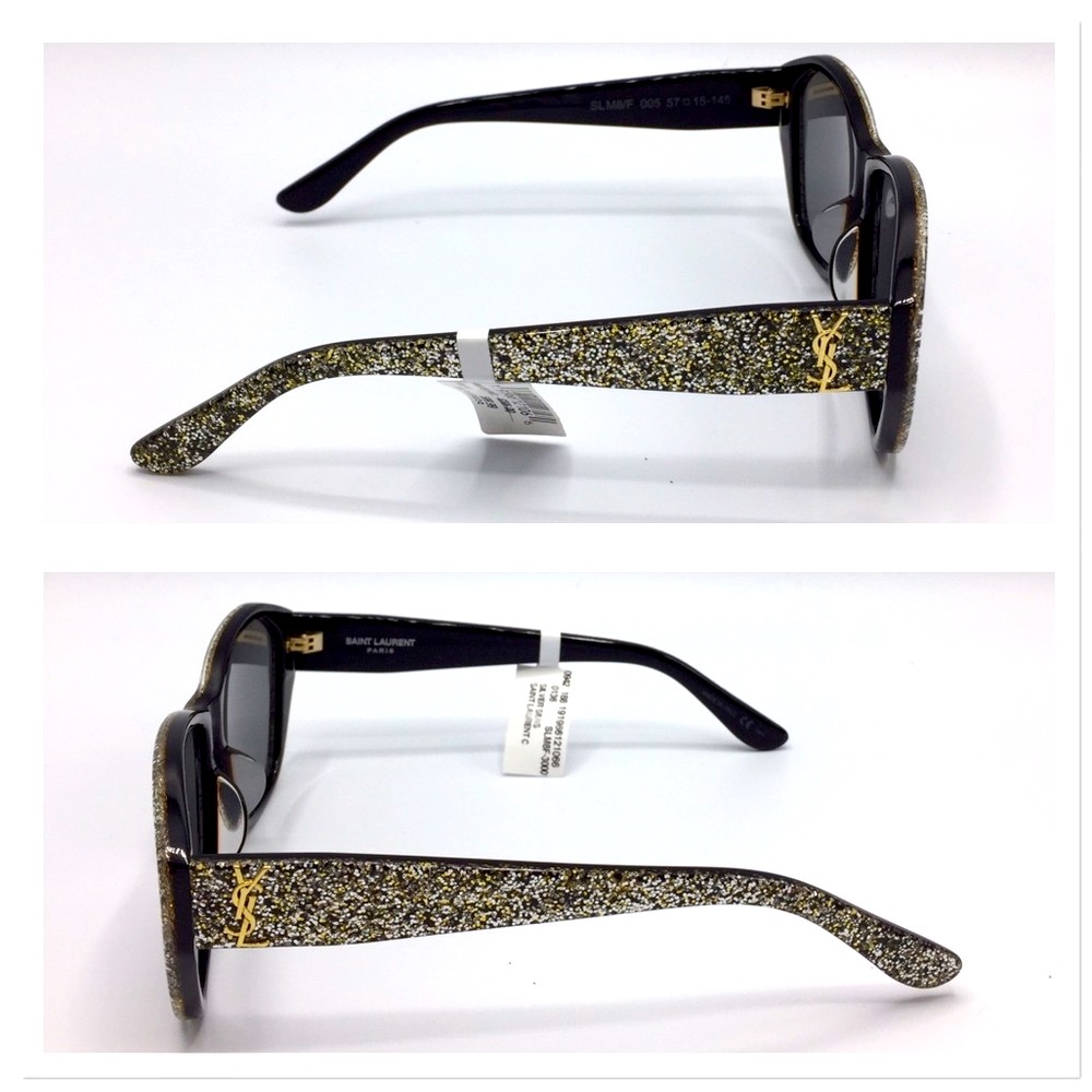 YSL Saint Laurent Sunglasses Silver Gold Sparkle Sunglasses - Picture 4 of 8